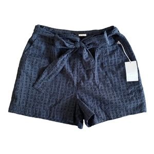 A New Day High Rise Belted Eyelet Shorts Black 10